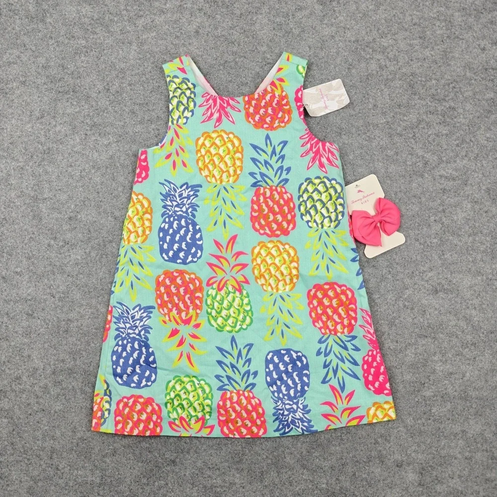 Tommy Bahama Dress Girls 4 Multicolor Pineapple Print A-Line Lined Summer New